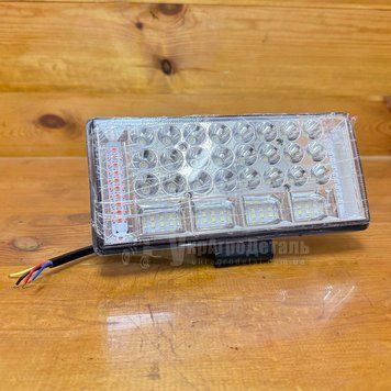 Фара-LED прямоугольная RED+BLUE (ближний-дальний+страбоскоп) (68 диодов, 204Вт, 12/24В, 225х105х30) АМ056 АМ056 фото